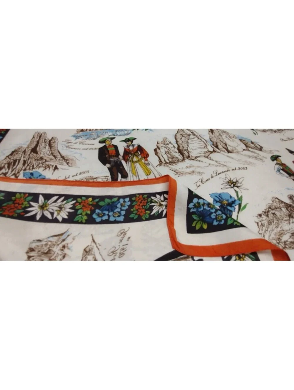 Vintage 60s Italian Adieffe Scarf Brown Colors Italian People MADE ITALY Acetate